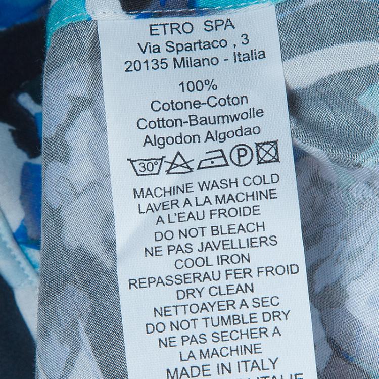 Pre Owned Etro Men's White Floral Print Shirt M