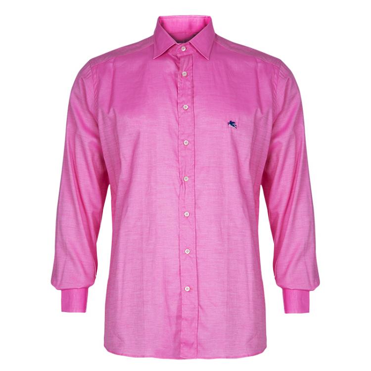 Pre Owned Etro Men's Pink Cotton Shirt L