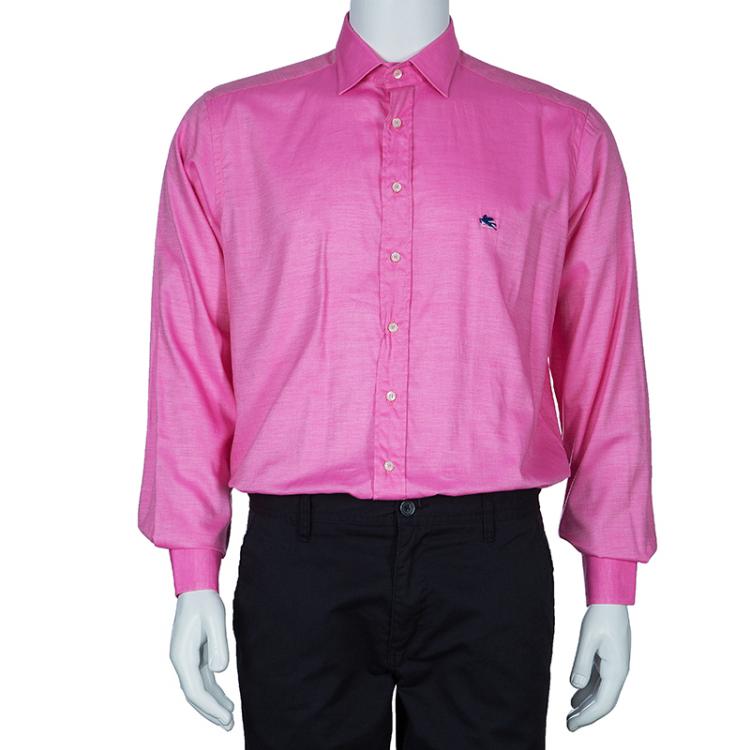 Pre Owned Etro Men's Pink Cotton Shirt L
