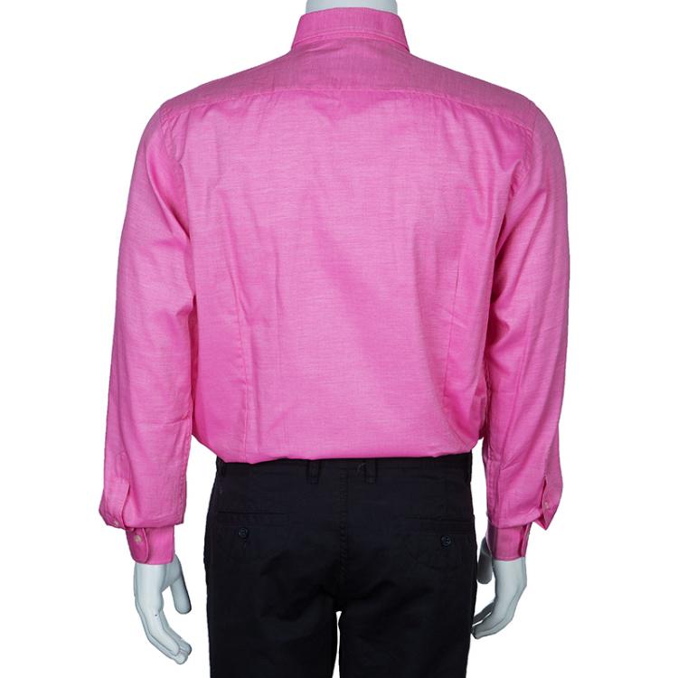 Pre Owned Etro Men's Pink Cotton Shirt L