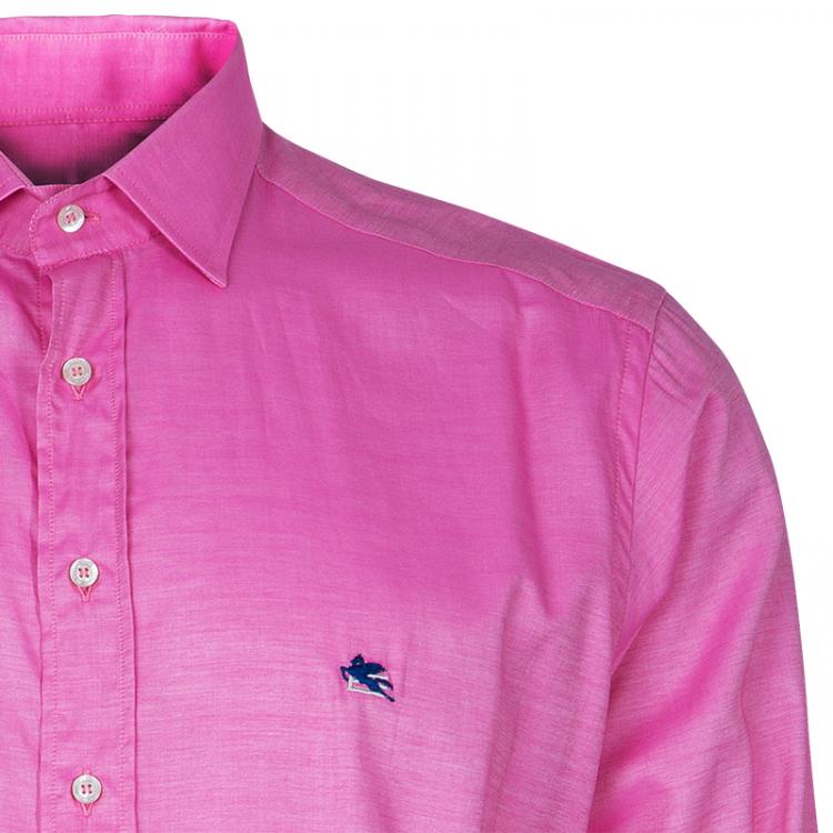 Pre Owned Etro Men's Pink Cotton Shirt L
