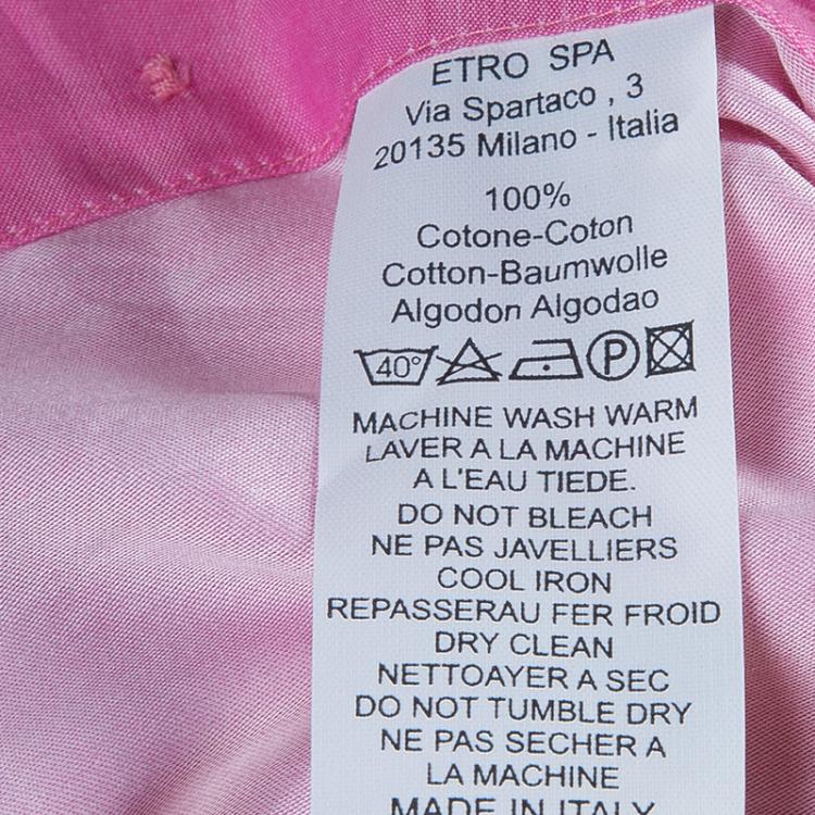 Pre Owned Etro Men's Pink Cotton Shirt L