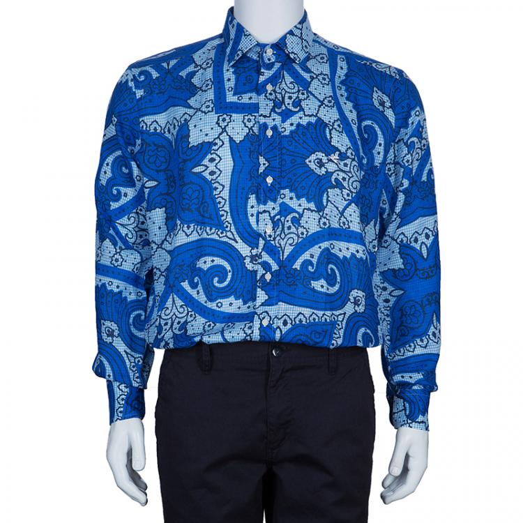 Pre Owned Etro Blue Linen Shirt L