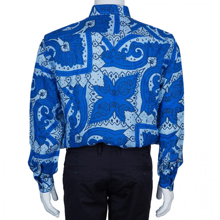Pre Owned Etro Blue Linen Shirt L