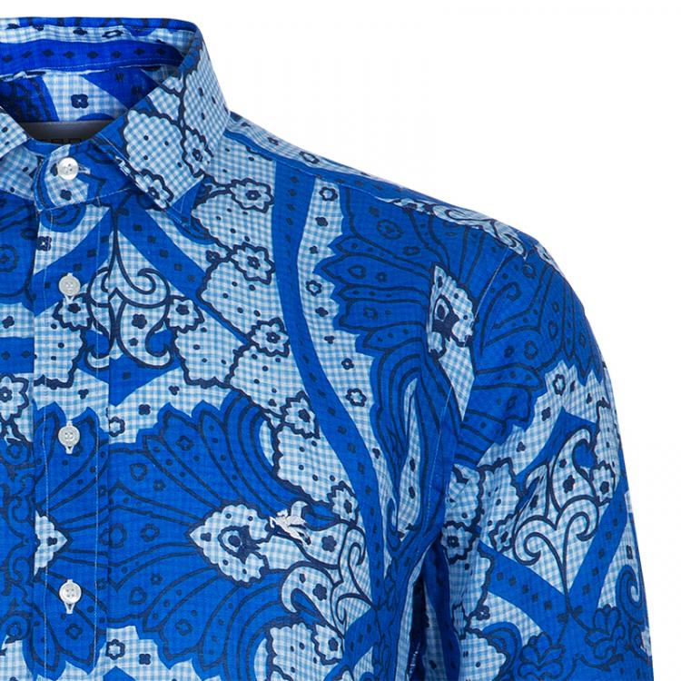 Pre Owned Etro Blue Linen Shirt L