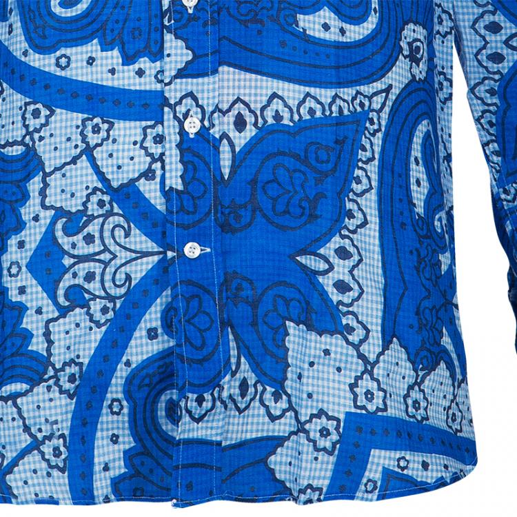 Pre Owned Etro Blue Linen Shirt L