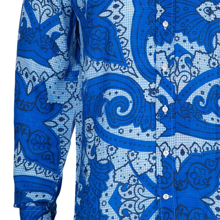 Pre Owned Etro Blue Linen Shirt L