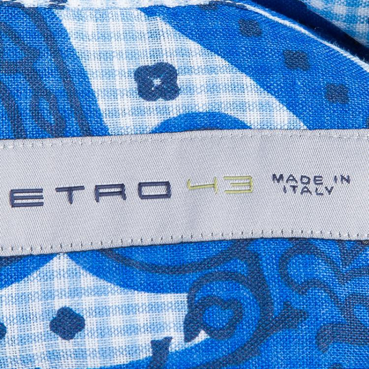 Pre Owned Etro Blue Linen Shirt L
