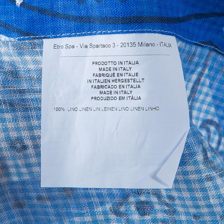 Pre Owned Etro Blue Linen Shirt L
