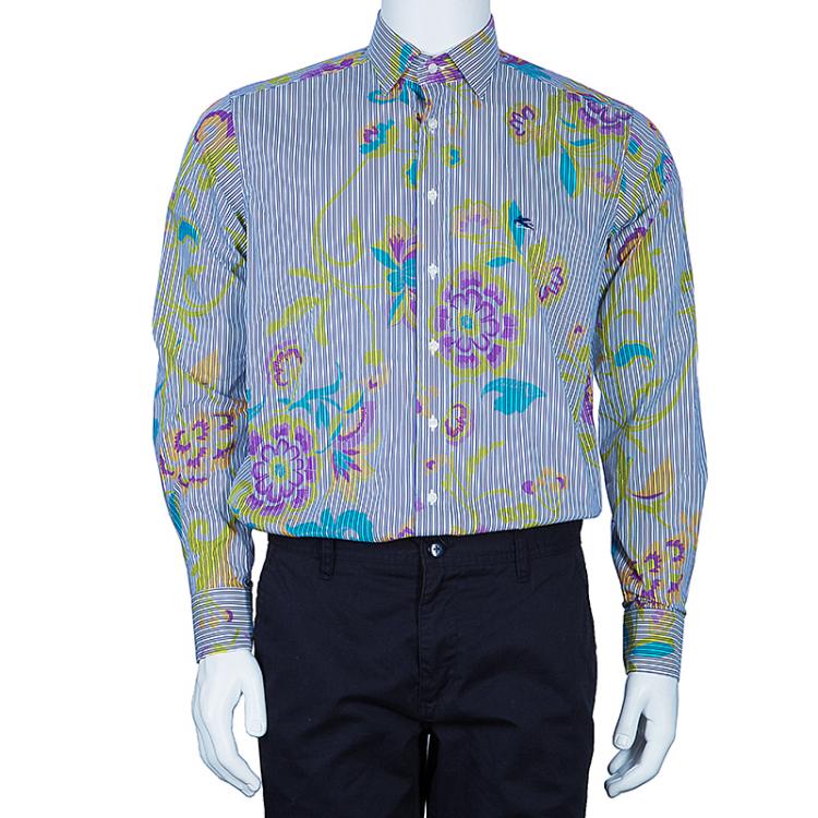 Pre Owned Etro Men's Multicolor Floral Printed Shirt M