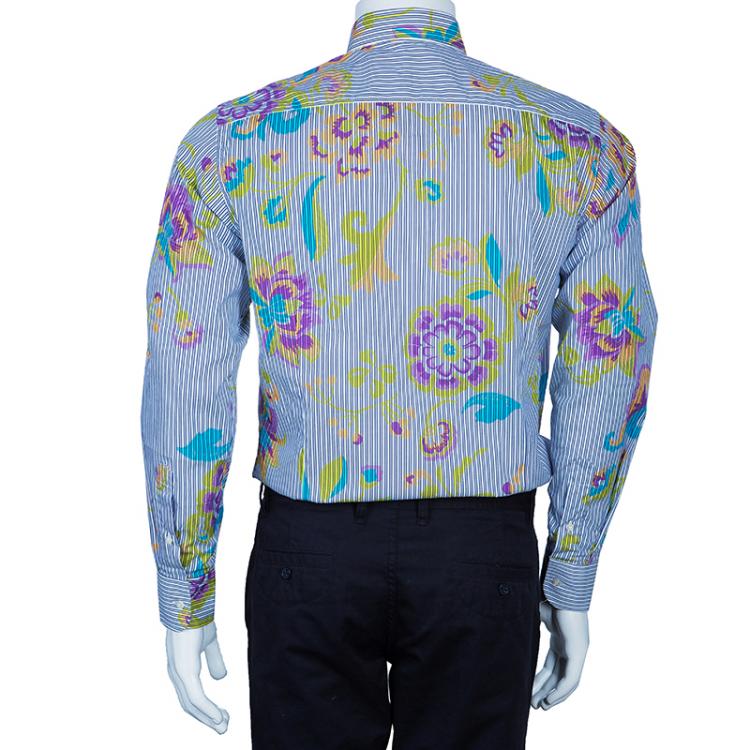 Pre Owned Etro Men's Multicolor Floral Printed Shirt M