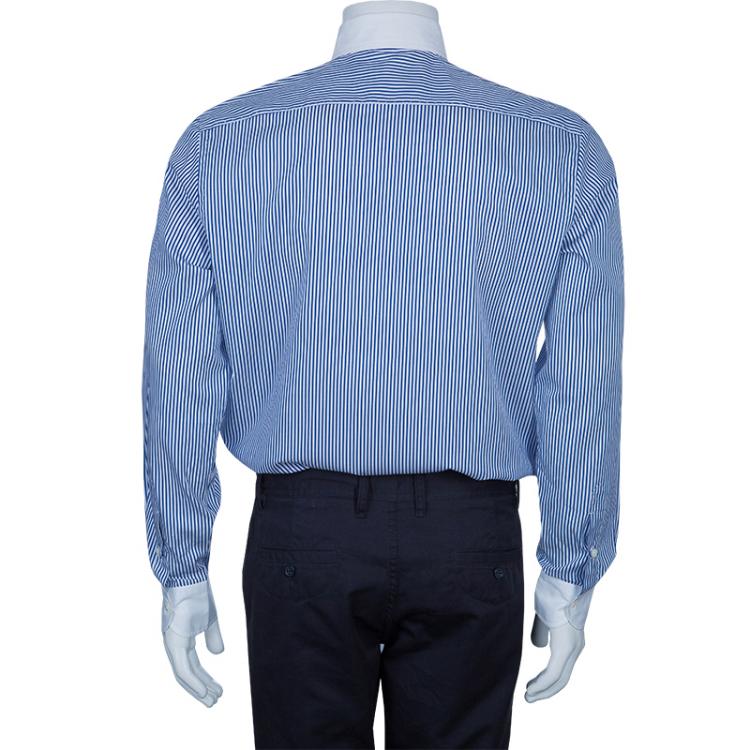 Pre Owned Etro Men's Blue Striped Shirt M