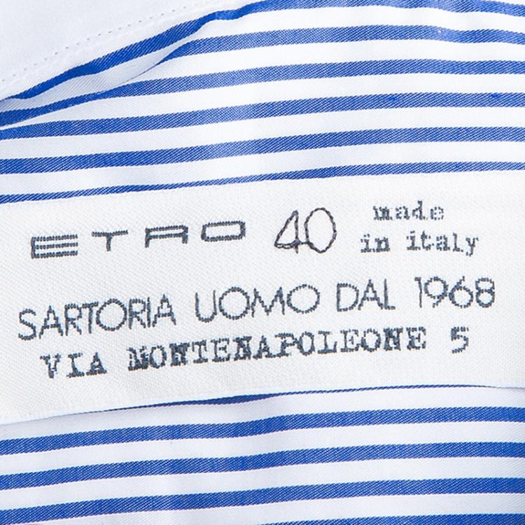 Pre Owned Etro Men's Blue Striped Shirt M