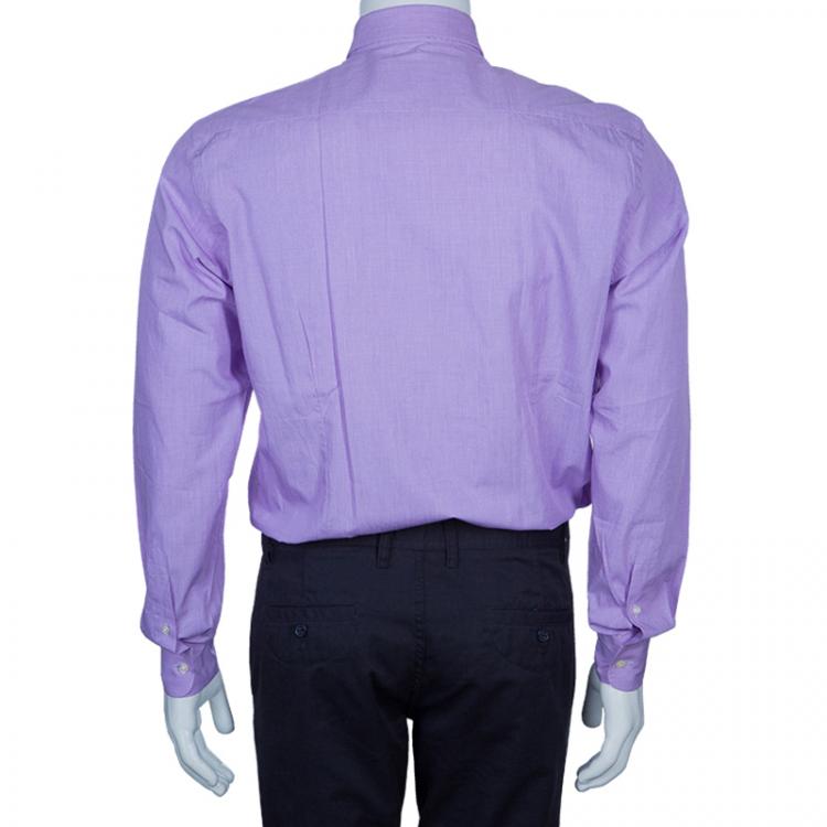 Pre Owned Etro Men's Purple Embroidered Shirt M