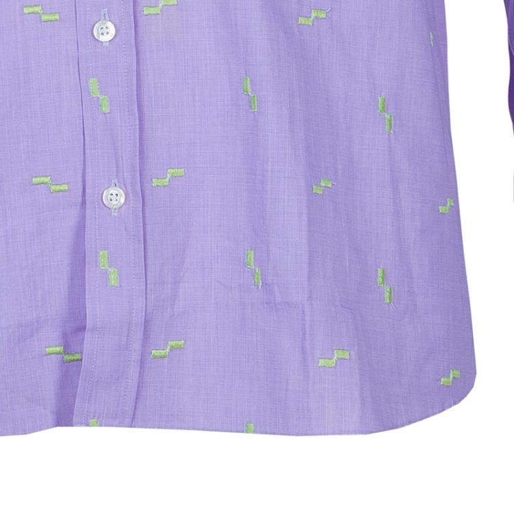 Pre Owned Etro Men's Purple Embroidered Shirt M