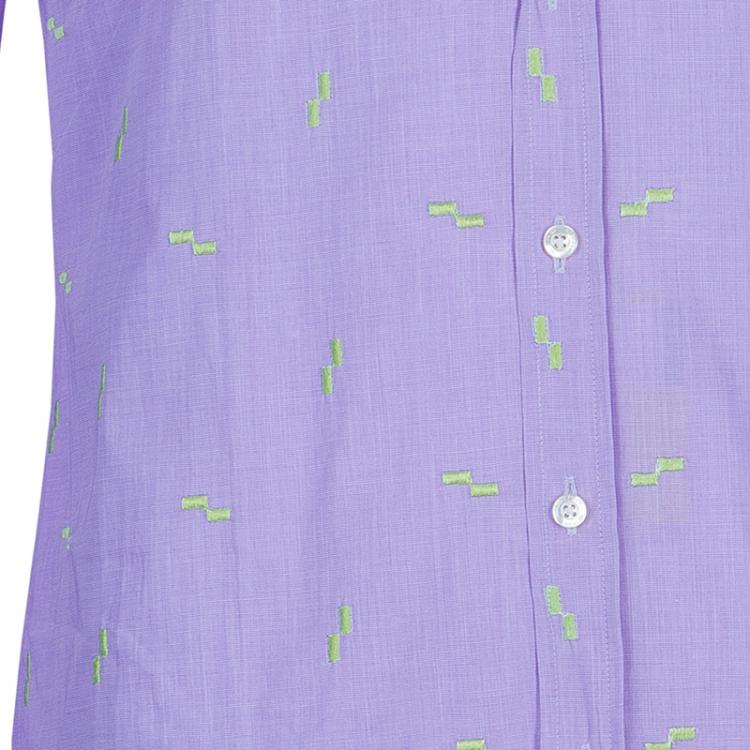 Pre Owned Etro Men's Purple Embroidered Shirt M
