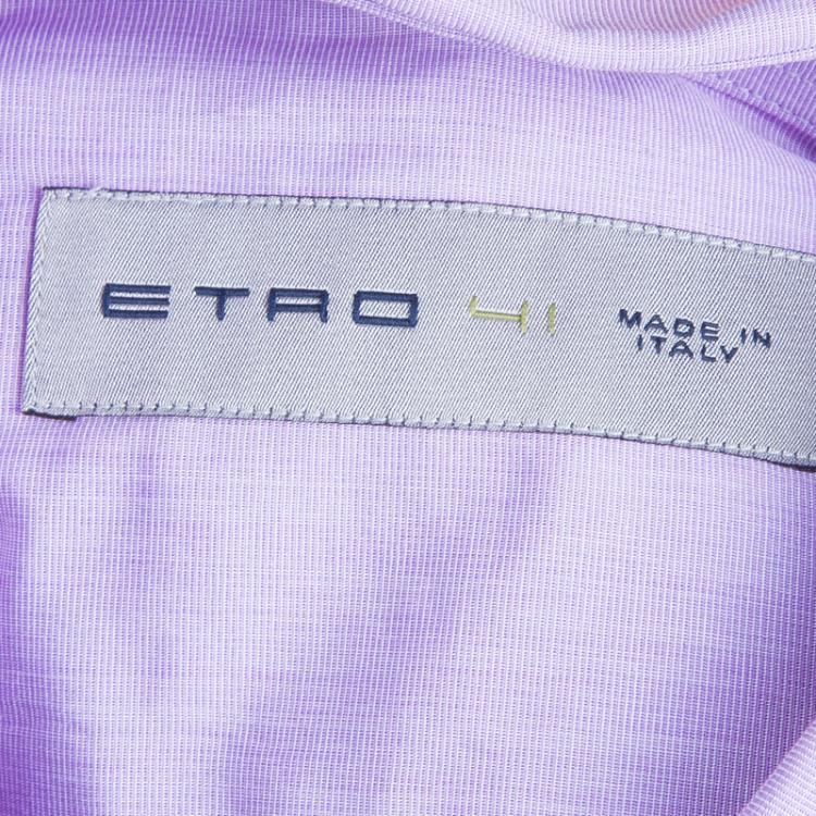 Pre Owned Etro Men's Purple Embroidered Shirt M