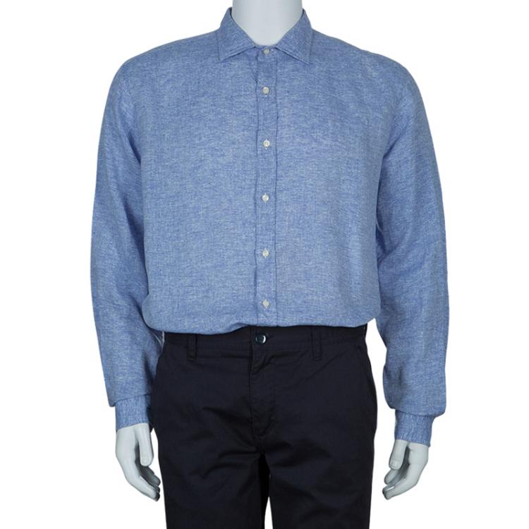 Pre Owned Etro Men's Blue Linen Shirt XL