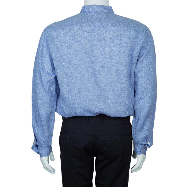 Pre Owned Etro Men's Blue Linen Shirt XL