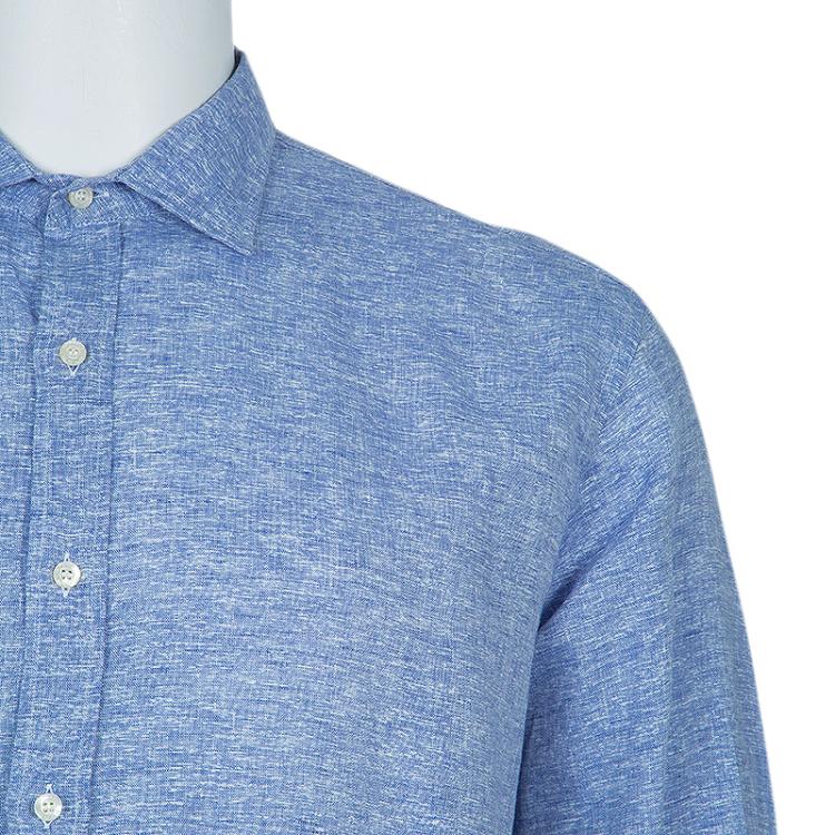 Pre Owned Etro Men's Blue Linen Shirt XL