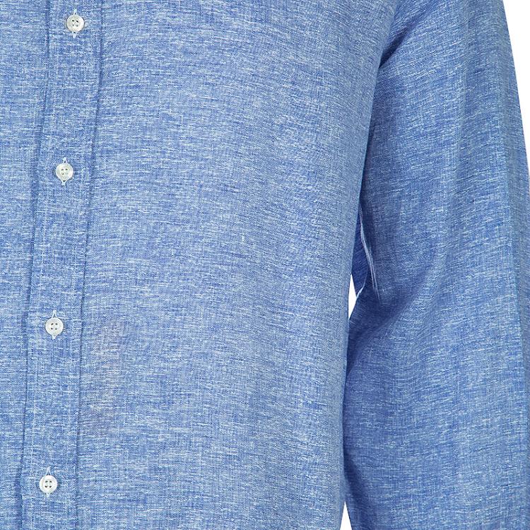 Pre Owned Etro Men's Blue Linen Shirt XL