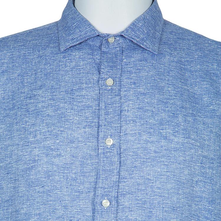 Pre Owned Etro Men's Blue Linen Shirt XL