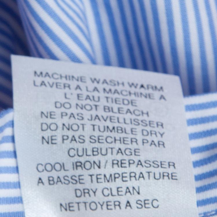 Pre Owned Etro Blue Striped Embroidered Motif Detail Slim Fit Cotton Shirt M