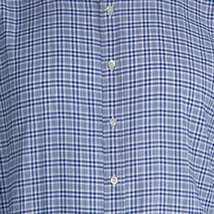 Pre Owned Etro Blue Checked Contrast Collar and Cuff Detail Cotton Shirt L