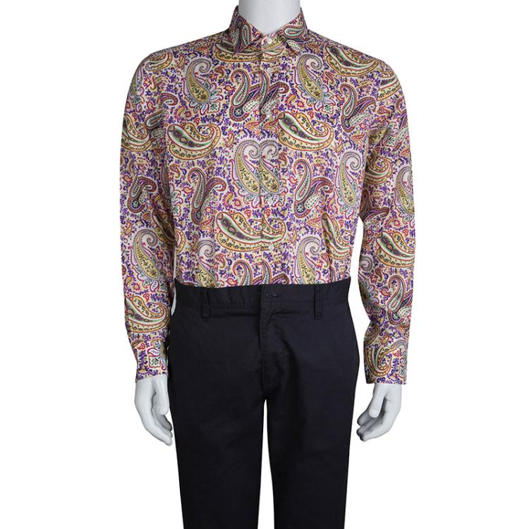 Pre Owned Etro Multicolor Paisley Print Long Sleeve Button Front Cotton Shirt L