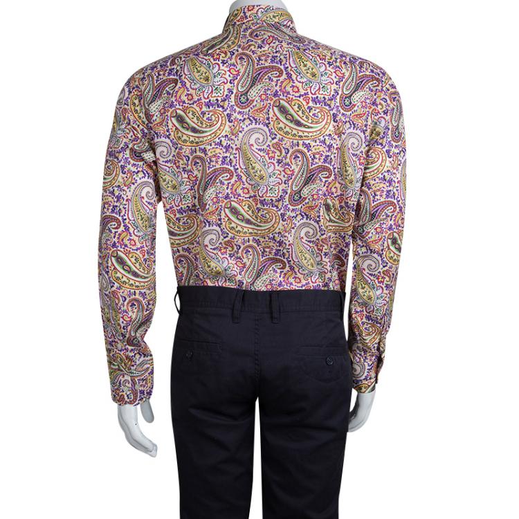 Pre Owned Etro Multicolor Paisley Print Long Sleeve Button Front Cotton Shirt L