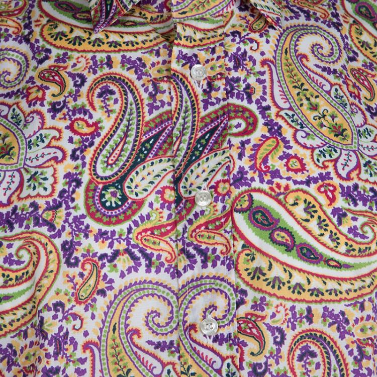 Pre Owned Etro Multicolor Paisley Print Long Sleeve Button Front Cotton Shirt L