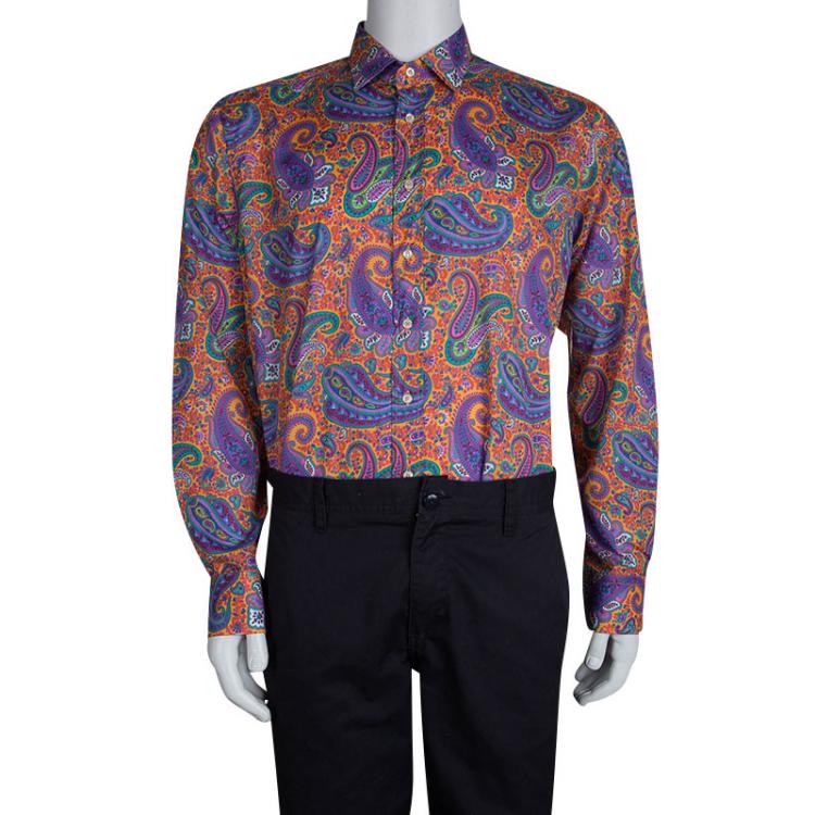【関税&送料込】Etro Chenille T-Shirt With Multicolor Print Etro Multicolor Paisley Print Long Sleeve Button Front