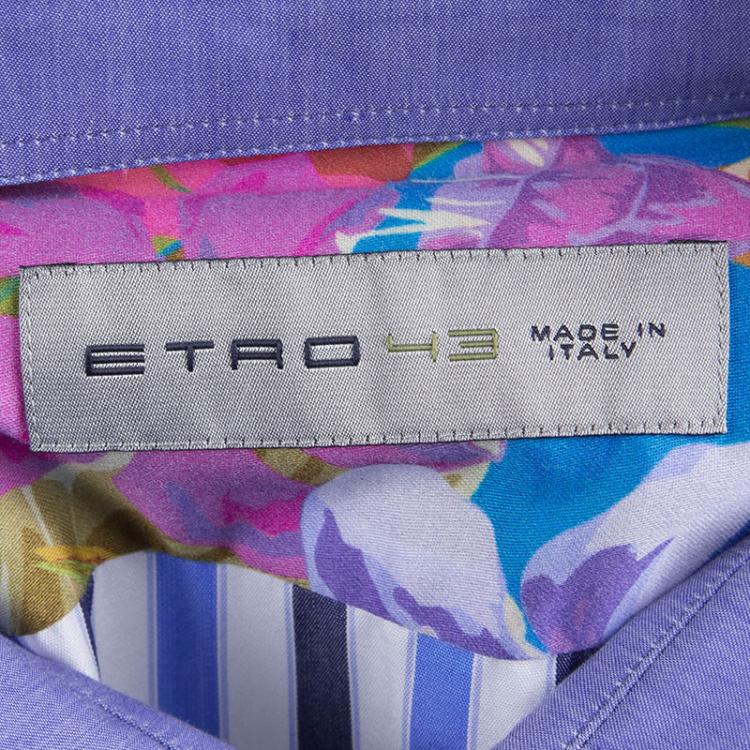 Pre Owned Etro Multicolor Printed Patch Detail Long Sleeve Button Front Cotton Shirt  L