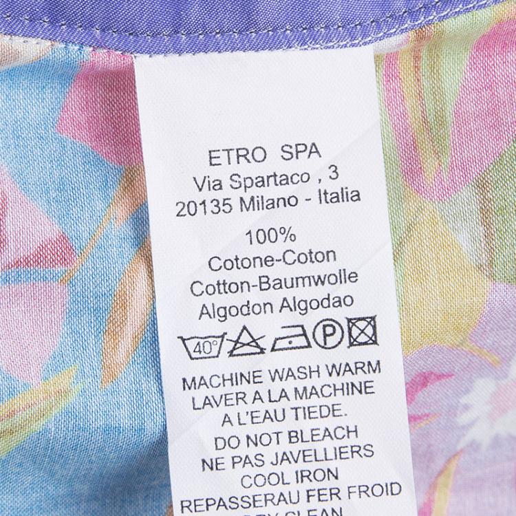 Pre Owned Etro Multicolor Printed Patch Detail Long Sleeve Button Front Cotton Shirt  L