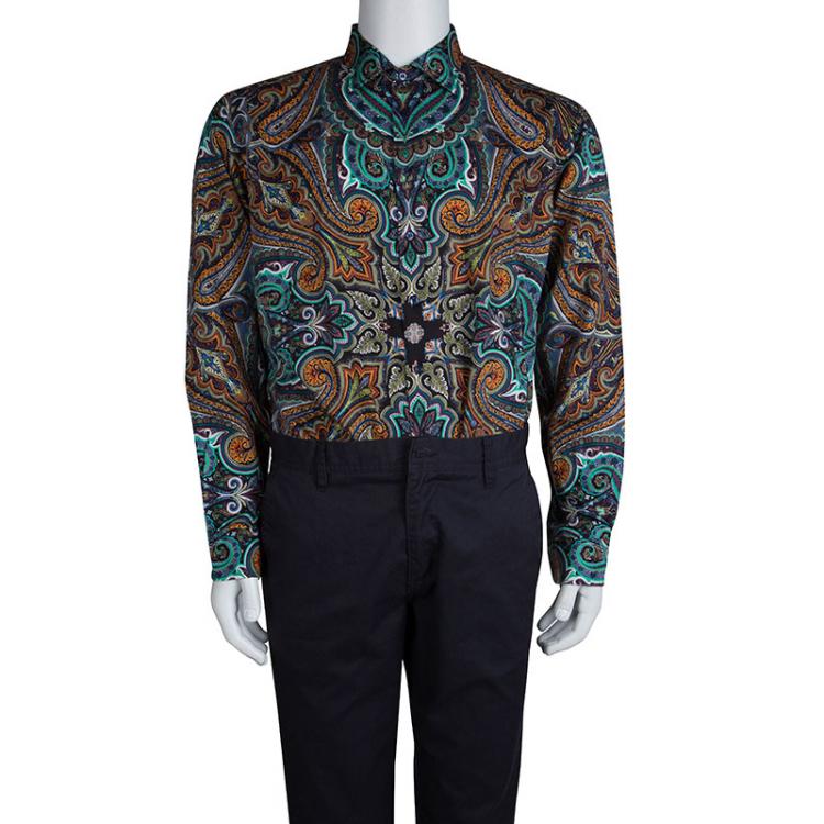 Pre Owned Etro Multicolor Paisley Print Long Sleeve Button Front Cotton Shirt  XL