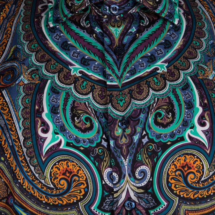 Pre Owned Etro Multicolor Paisley Print Long Sleeve Button Front Cotton Shirt  XL