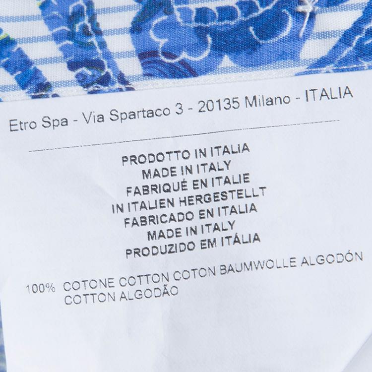 Pre Owned Etro Blue Paisley Printed Cotton Long Sleeve Button Front Shirt M