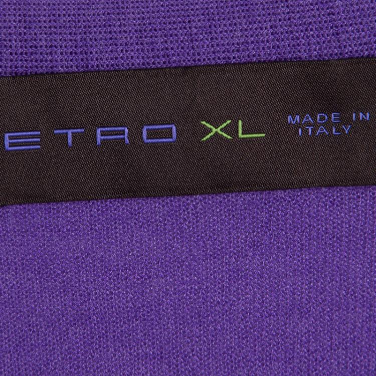 Pre Owned Etro Purple Paisley Printed Button Front Cardigan XL