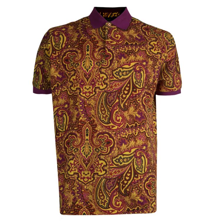 Pre Owned Etro Multicolor Paisley Printed Polo T-Shirt 3XL