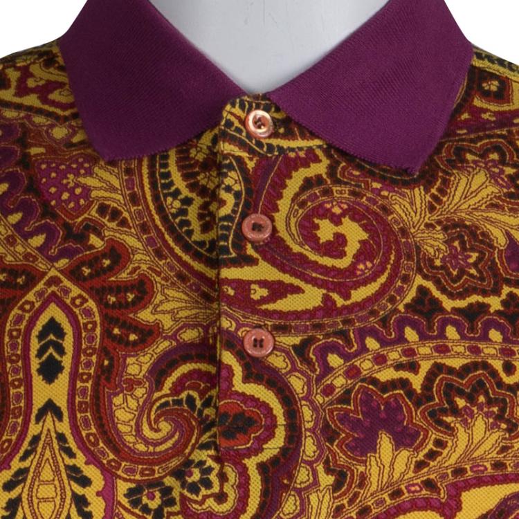 Pre Owned Etro Multicolor Paisley Printed Polo T-Shirt 3XL