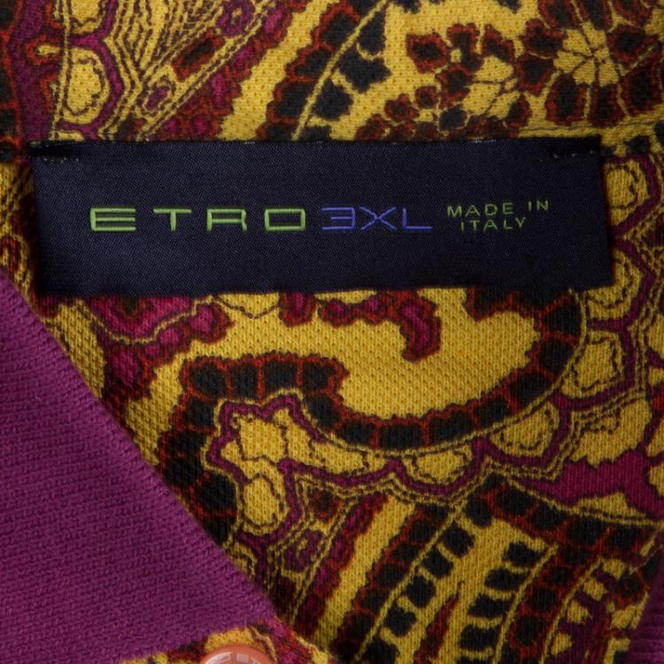 Pre Owned Etro Multicolor Paisley Printed Polo T-Shirt 3XL