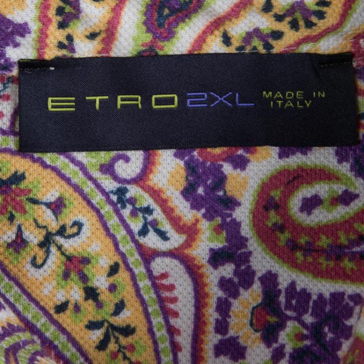 Pre Owned Etro Multicolor Paisley Printed Polo T-Shirt 2XL