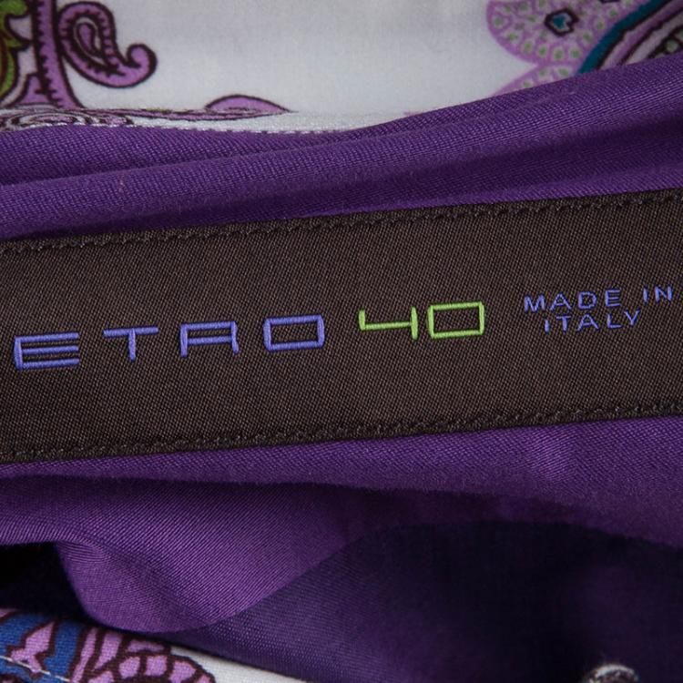 مملوكة مسبقًا Etro Purple Pleat Detail Long Sleeve Button Front Cotton Shirt M