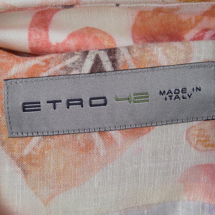 Pre Owned Etro Multicolor Floral Printed Long Sleeve Button Front Linen Shirt L