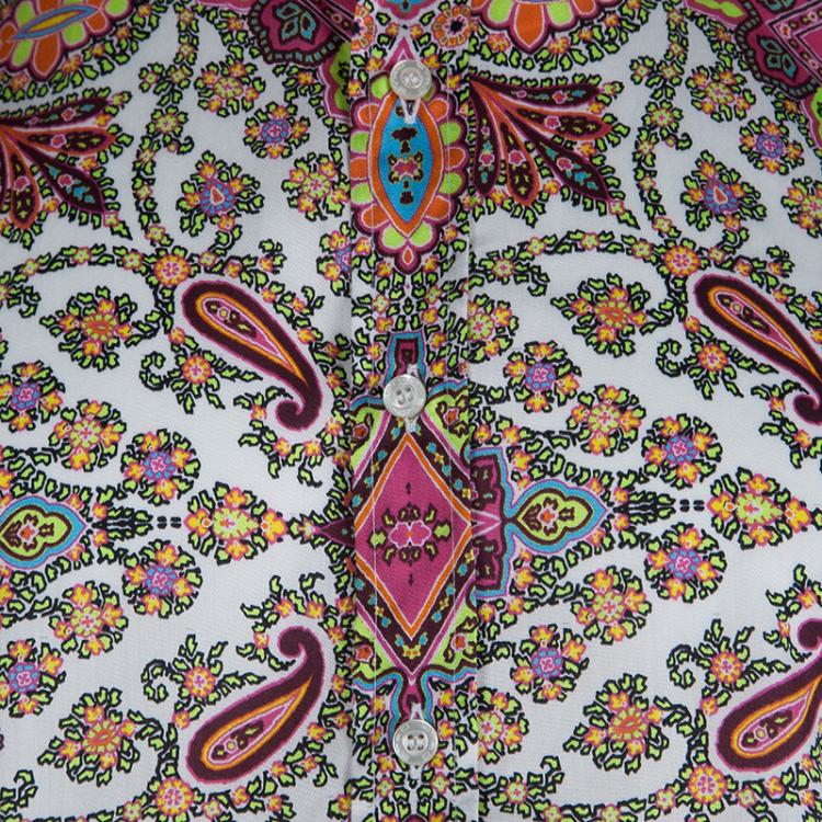 Pre Owned Etro Multicolor Printed Cotton Long Sleeve Button Front Shirt L