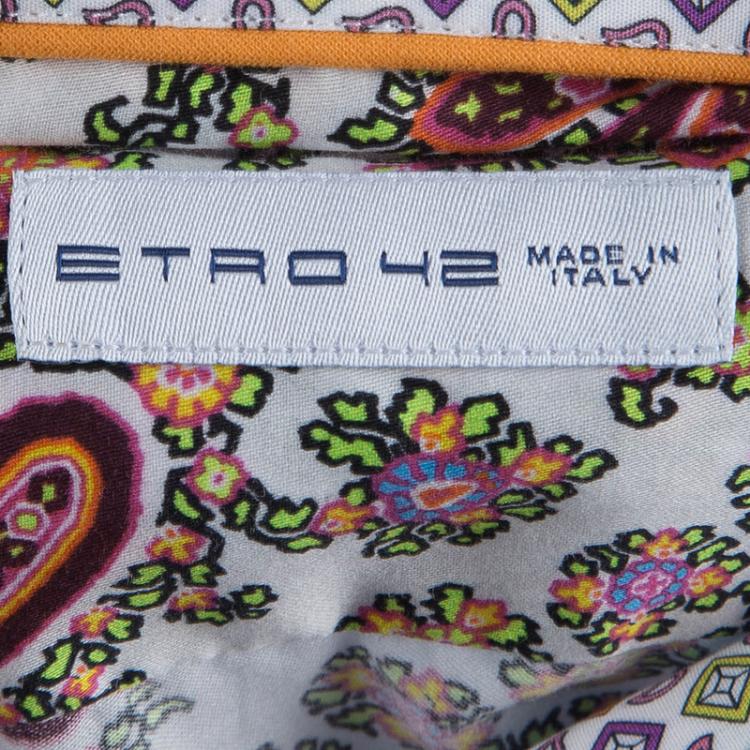 Pre Owned Etro Multicolor Printed Cotton Long Sleeve Button Front Shirt L