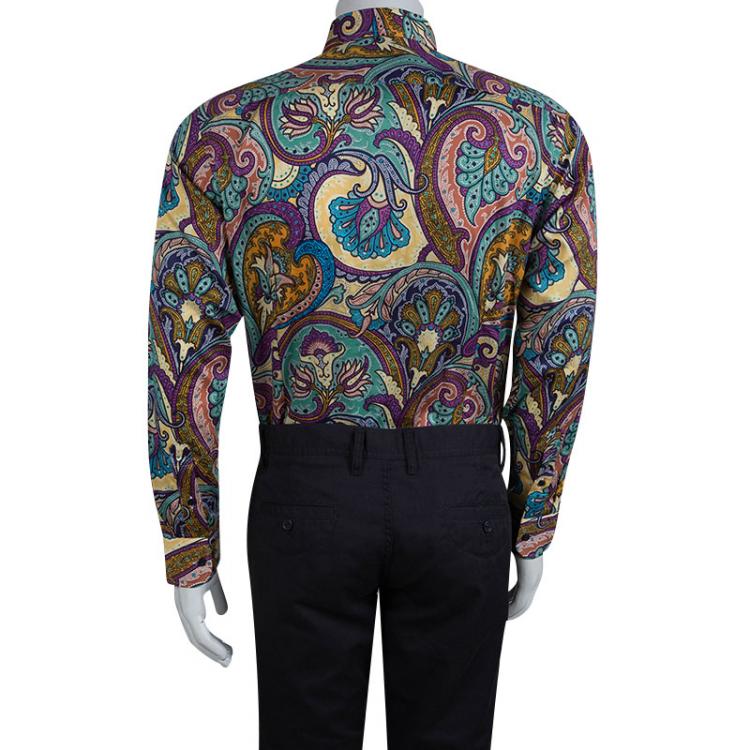 Pre Owned Etro Multicolor Paisley Printed Cotton Long Sleeve Button Front Shirt L