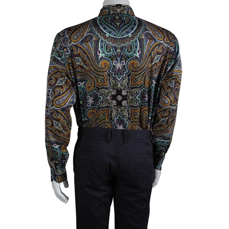 Pre Owned Etro Multicolor Paisley Printed Cotton Long Sleeve Button Front Shirt XL