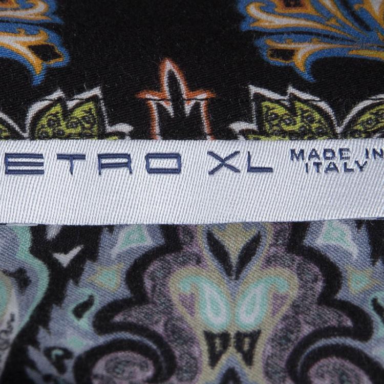 Pre Owned Etro Multicolor Paisley Printed Cotton Long Sleeve Button Front Shirt XL