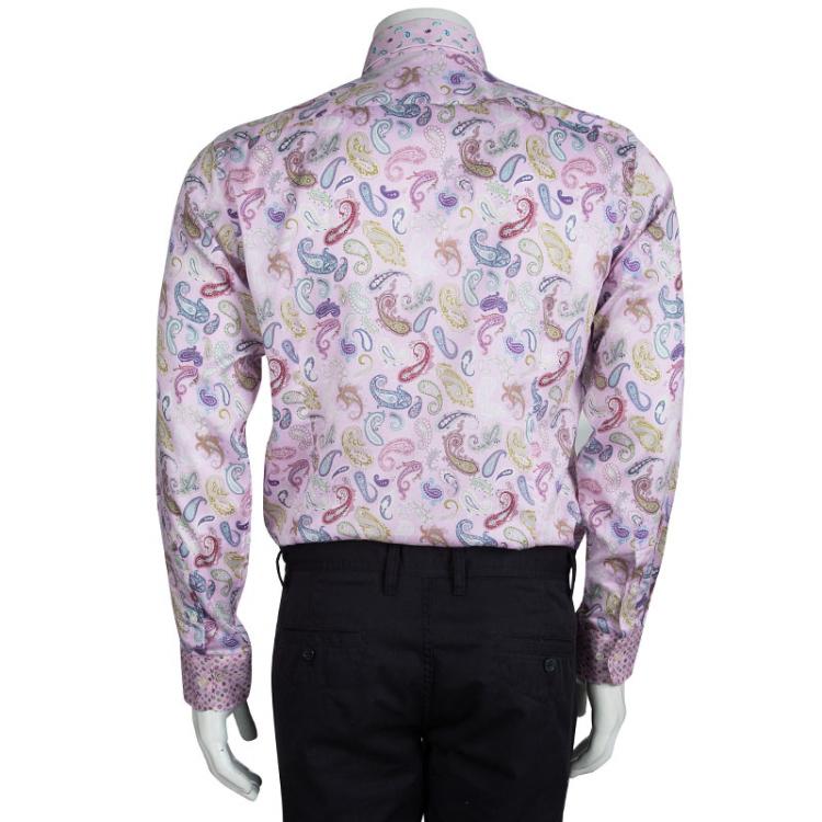 Pre Owned Etro Pink Cotton Paisley Printed Long Sleeve Button Front Shirt M